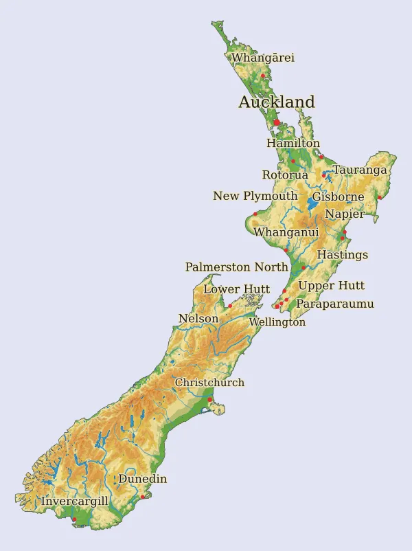Carte Nouvelle Zélande