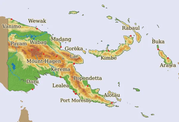 Carte Papouasie Nouvelle Guinée