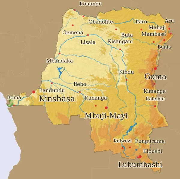 Carte République démocratique du Congo