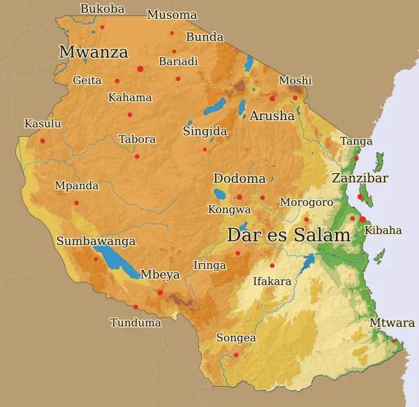 Carte Tanzanie