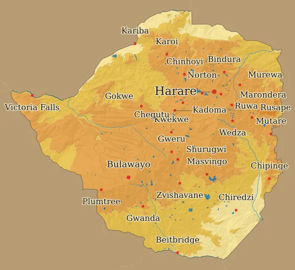 Carte Zimbabwe