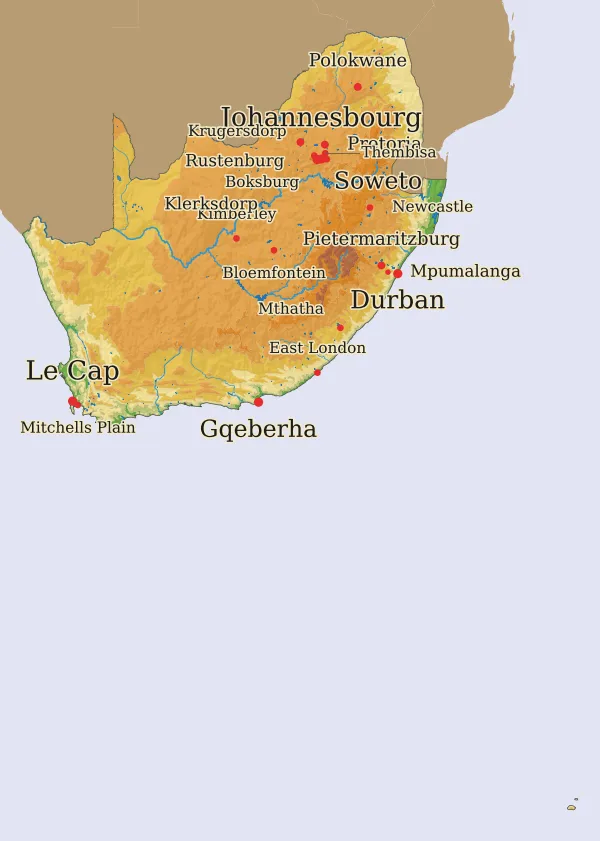 Carte Afrique du Sud