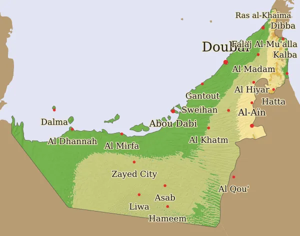 Carte Emirats Arabes Unis